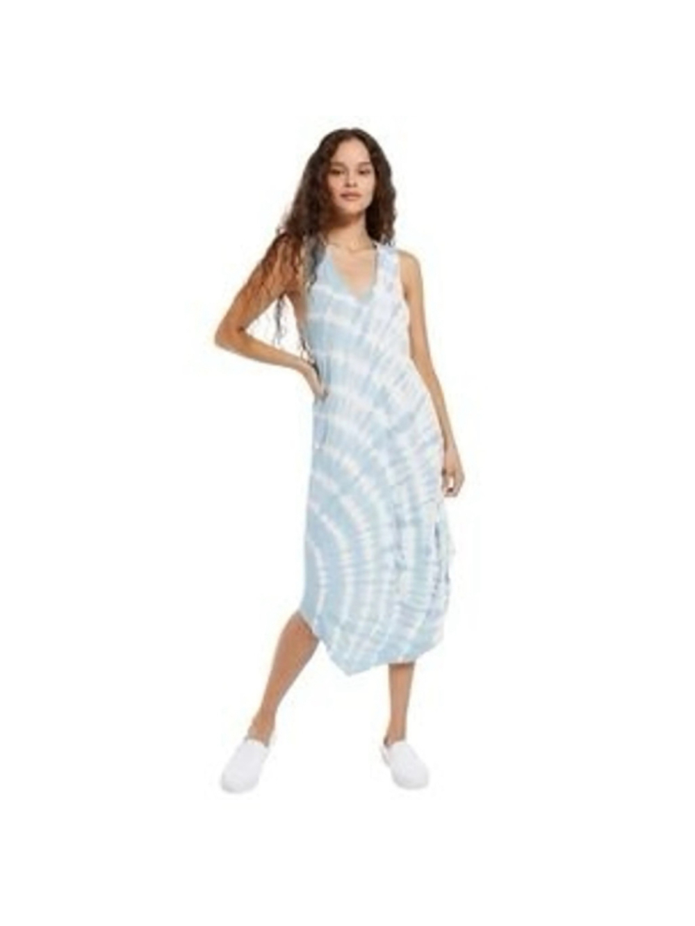 Z Supply Tie Dye Reverie Spiral Midi Dress Blue Women's Size XS 100% Cotton